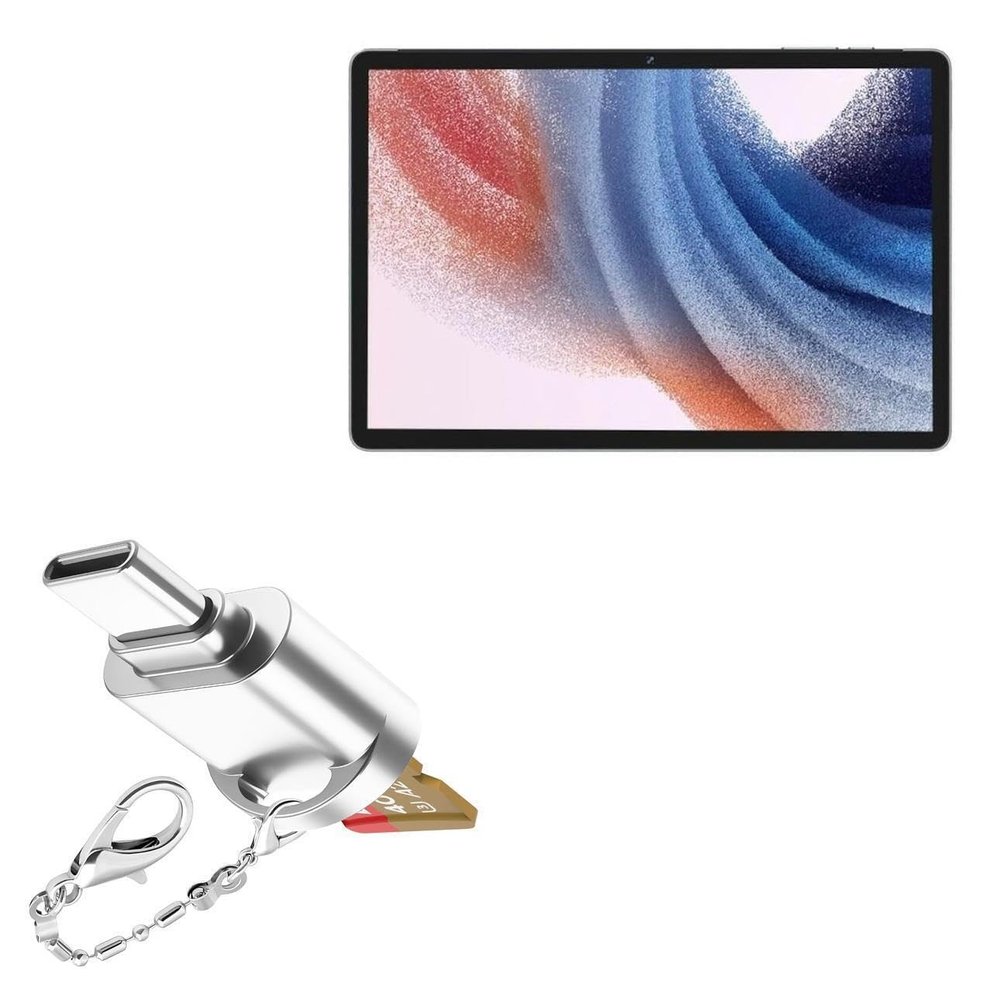 BoxWave Adapter Compatible with Jumper EZpad M10SE - Micro SD Card miniReader, USB Type-C OTG Reader USB3.0 Adapter Keychain - Metallic Silver