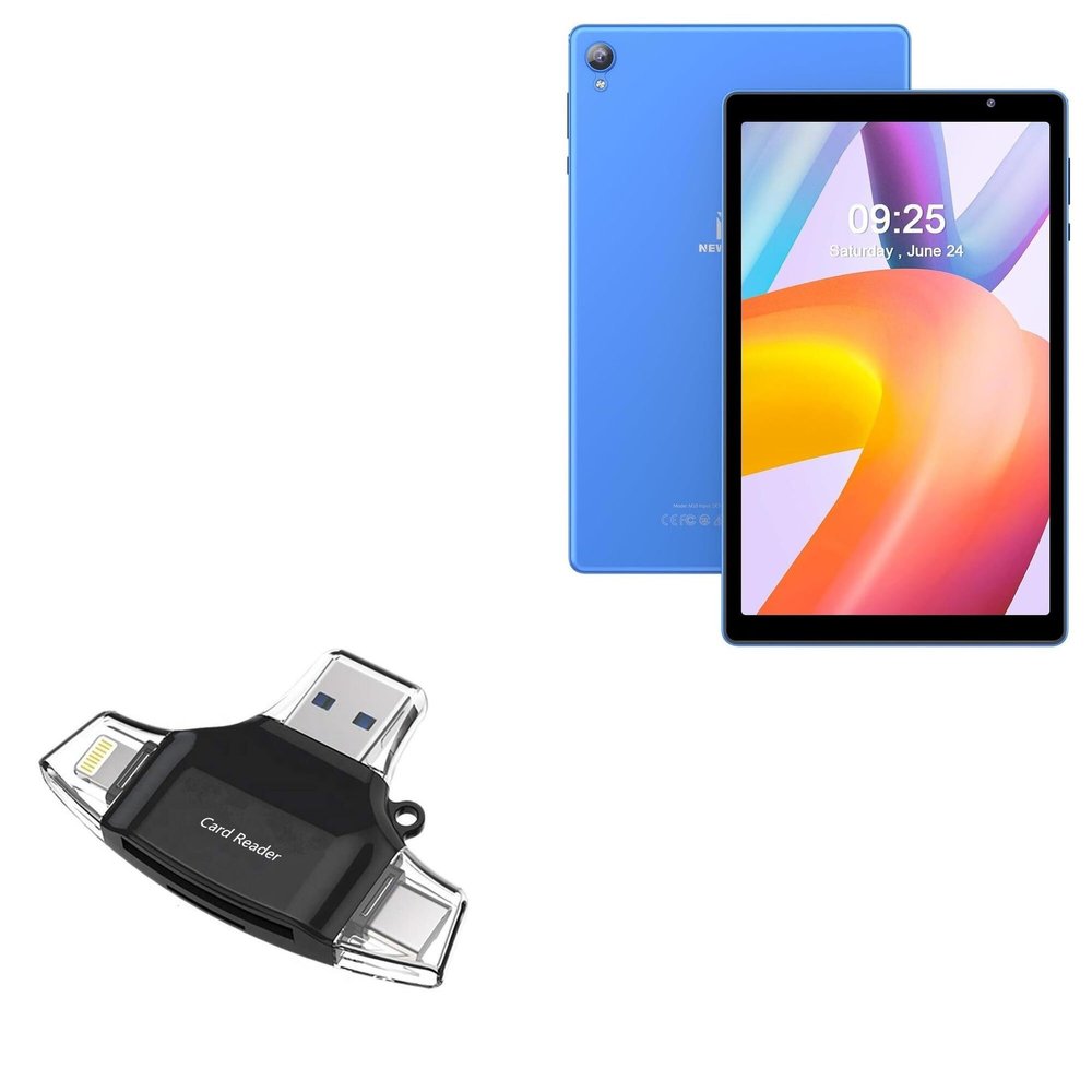 BoxWave Smart Gadget Compatible with NEWISION L10 Android Tablet (10 in) - AllReader SD Card Reader, microSD Card Reader SD Compact USB - Jet Black