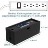Bamboo Cable Management Box, Large Cord Organizer Box Cable Box to Hide Wires & Power Strips for Desktop Storage Cord Holder for Office Home,No Assembley Required (All Black, Large) view 3