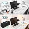 Bamboo Cable Management Box, Large Cord Organizer Box Cable Box to Hide Wires & Power Strips for Desktop Storage Cord Holder for Office Home,No Assembley Required (All Black, Large) view 4