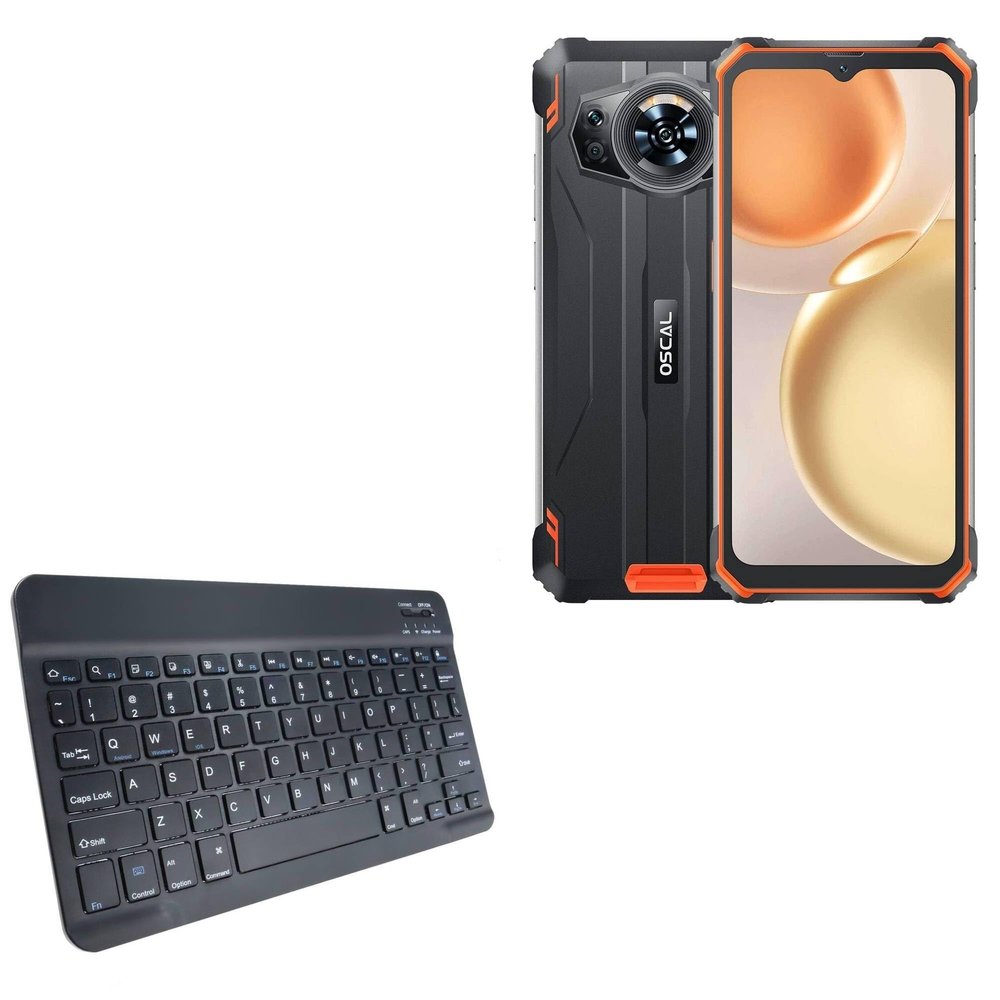 BoxWave Keyboard Compatible with Oscal S80 - SlimKeys Bluetooth Keyboard, Portable Thin with Chiclet-Style Keys - Jet Black
