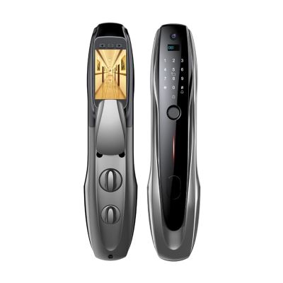 YAXRO Fingerprint Smart Cat Eye Home Security Electronic Door Lock Auto Anti-Theft Password WiFi APP Remote Control Lock for Apartment (Color : Gray, Size : 24X240MM)