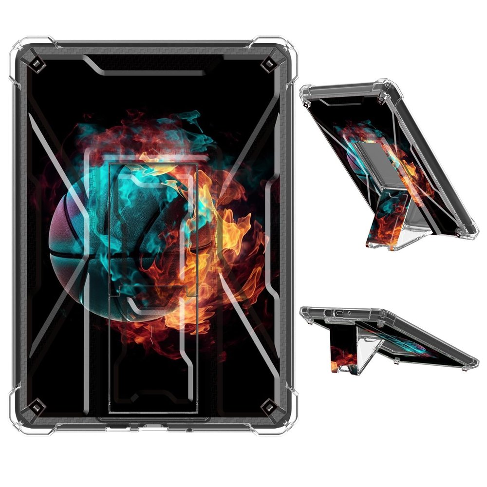 JANENFNA Clear Case for 6" All New Kindle 10th Generation 2019 Release Soft TPU Cover with Foldable Kickstand, Shockproof Rugged Case for Kindle 10th Gen 2019, Fire Soccer