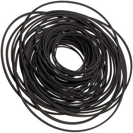 LinaLife 50 pack 40mm to 190mm Recorder Rubber Belts, Cassette Recorder Repair Maintenance Mix Cassette Rubber Square Belt repair rebuild common square belt, fit almost cassette tape machine, Black