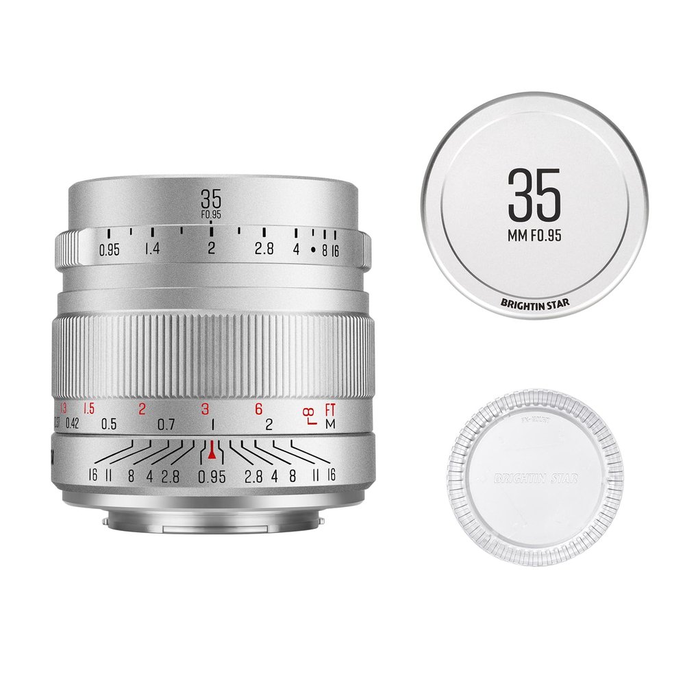 35mm F0.95 APS-C Manual Focus Prime Lens for Fujifilm XF Mount Mirrorless Cameras, Large Aperture Fixed Lens, Fit for XT5, XT4, XT30, XPRO3/1, XT200, XS10, XA7, XE4, XH1(Silver)
