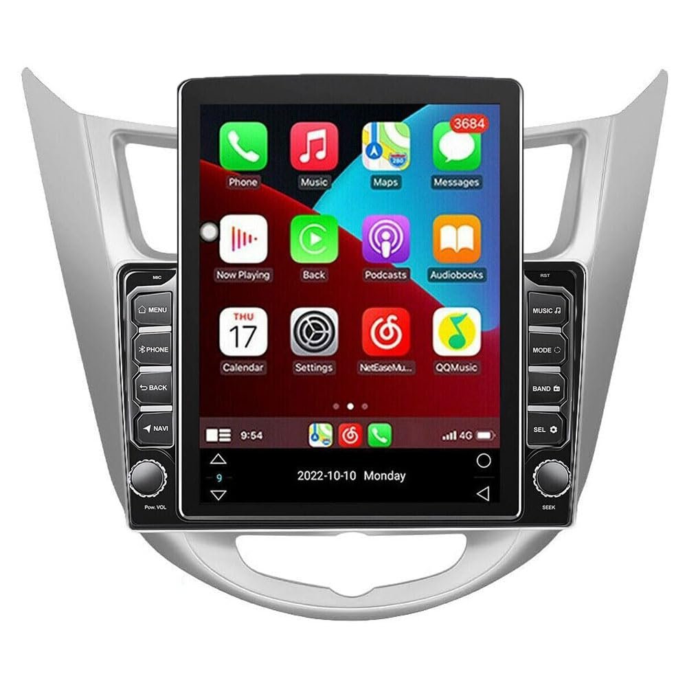 Android 13 Car Radio for Hyundai Solaris Verna Accent Reina 2011-2016 9 Inch Touch Screen CarPlay Android Auto Bluetooth FM GPS Navigation WiFi SWC Backup Camera MIC (2GB RAM+32GB ROM)