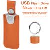 CaSZLUTION Microfiber Leather USB Flash Drive Case - Anti Lost USB Flash Drive Holder Protective Cover with Keychain, Small Portable Storage Carrying Case for USB Flash Drives (1PC, Orange) view 2