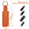 CaSZLUTION Microfiber Leather USB Flash Drive Case - Anti Lost USB Flash Drive Holder Protective Cover with Keychain, Small Portable Storage Carrying Case for USB Flash Drives (1PC, Orange) view 3