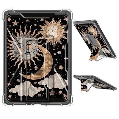 JANENFNA Clear Case for 6" All-New Kindle (2022 Release) Soft TPU Cover with Foldable Kickstand, Shockproof Rugged Case for Kindle 2022 11th Generation, Sun Moon Clouds Stars