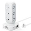 TenTrend 65W Fast Charging Station, Flat Plug Power Strip Tower with 12 AC Outlets & 8 USB Ports (2 PD USB-C Ports), 10FT Extension Cord, Compatible for MacBook Pro, iPhone Series. view 1