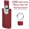 CaSZLUTION Microfiber Leather USB Flash Drive Case - Anti-Loss USB Flash Drive Keychain Holder, Portable Protective Storage Cover (1PC, Dark Red) view 2
