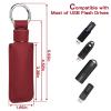 CaSZLUTION Microfiber Leather USB Flash Drive Case - Anti-Loss USB Flash Drive Keychain Holder, Portable Protective Storage Cover (1PC, Dark Red) view 3