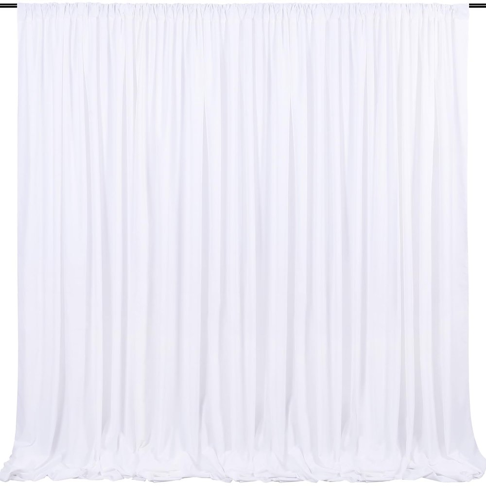 10ft x 8ft White Backdrop Curtains White Drape for Photography Photo Booth Backdrop Wedding Thick Solid Fabric Cloth 2 Panels 5ft x 8ft