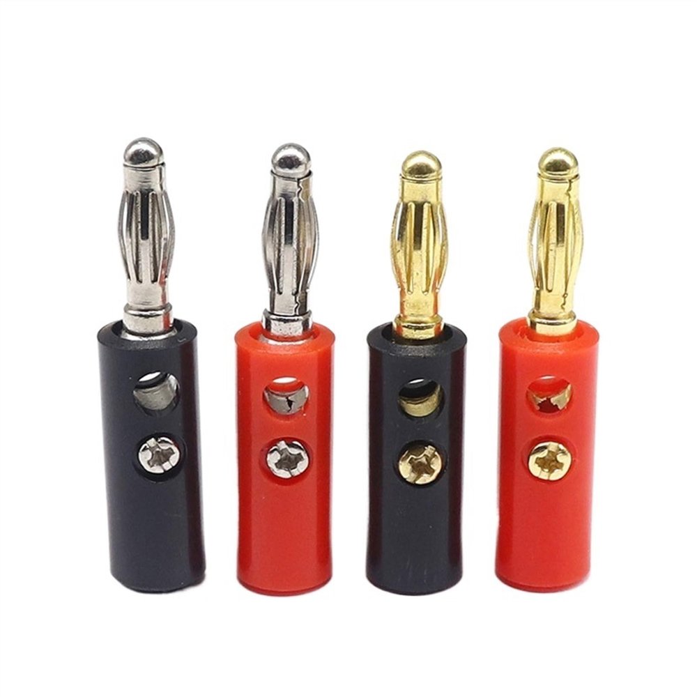 20pcs/10pairs Audio Speaker Screw Banana Gold Plate Plug Connector 4mm Black Red Nickel/Gold (Color : 5Red 5Black Gold)