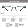 LAMBBAA Accessories for Women Men Classic Anti Blue Ray Computer Eyeglasses Fashion Metal Half Frame Clear Lens EyewearBlack+1.75Magnification view 3