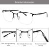 LAMBBAA Accessories for Women Men Classic Anti Blue Ray Computer Eyeglasses Fashion Metal Half Frame Clear Lens EyewearBlack+3.50Magnification view 2