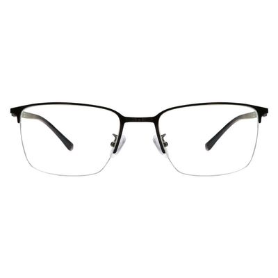 LAMBBAA Accessories for Women Men Classic Anti Blue Ray Computer Eyeglasses Fashion Metal Half Frame Clear Lens EyewearBlack+0.25Magnification