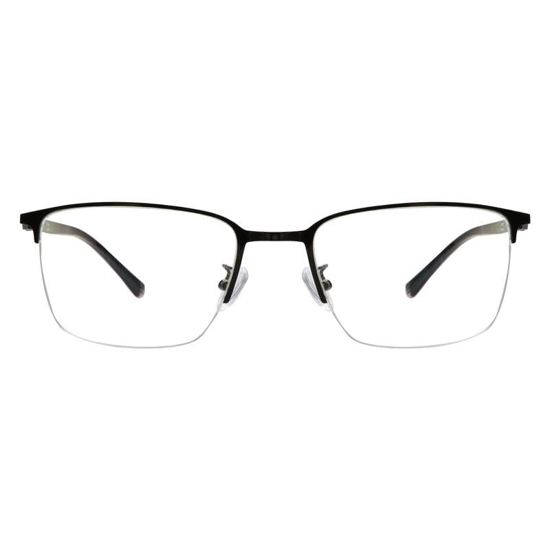LAMBBAA Accessories for Women Men Classic Anti Blue Ray Computer Eyeglasses Fashion Metal Half Frame Clear Lens EyewearBlack+0.25Magnification