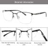 LAMBBAA Accessories for Women Men Classic Anti Blue Ray Computer Eyeglasses Fashion Metal Half Frame Clear Lens EyewearBlack+0.25Magnification view 2