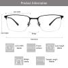 LAMBBAA Accessories for Women Men Classic Anti Blue Ray Computer Eyeglasses Fashion Metal Half Frame Clear Lens EyewearBlack+0.25Magnification view 3