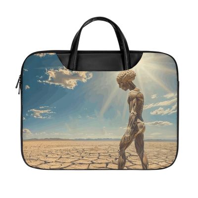 MKLYR Leather Laptop Bag for Men Women, A Feeling of Loneliness Printed 16.5 Inch Laptop Messenger Bags, Work Computer Bag Satchel Bag Best Gifts