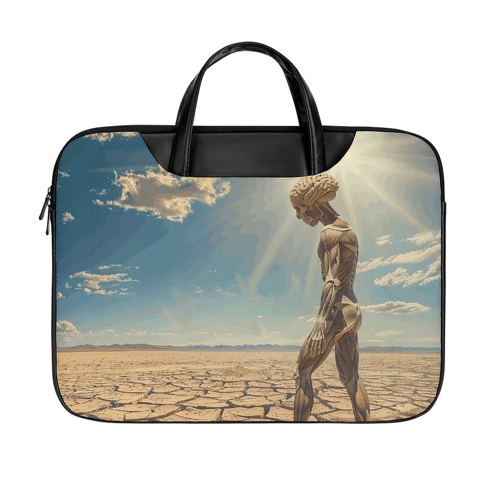 MKLYR Leather Laptop Bag for Men Women, A Feeling of Loneliness Printed 16.5 Inch Laptop Messenger Bags, Work Computer Bag Satchel Bag Best Gifts