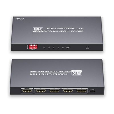 8K HDMI Splitter 1 in 4 Out 4K@120Hz 8K@60Hz HDMI 2.1 Splitter, Supports HDCP 2.3, EDID, HDMI Audio Out, for PS5/PS4, Xbox, Fire Stick, Blu-ray Player, Hue Sync Box