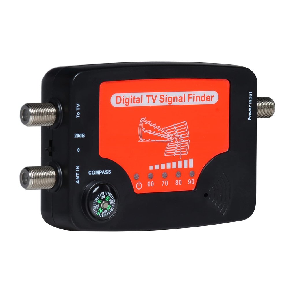 Irfora TV Signal Finder LED Display Portable TV Antenna Signal Strength Finder Meter Signal Finding Meter with Compass Alarm Buzzer