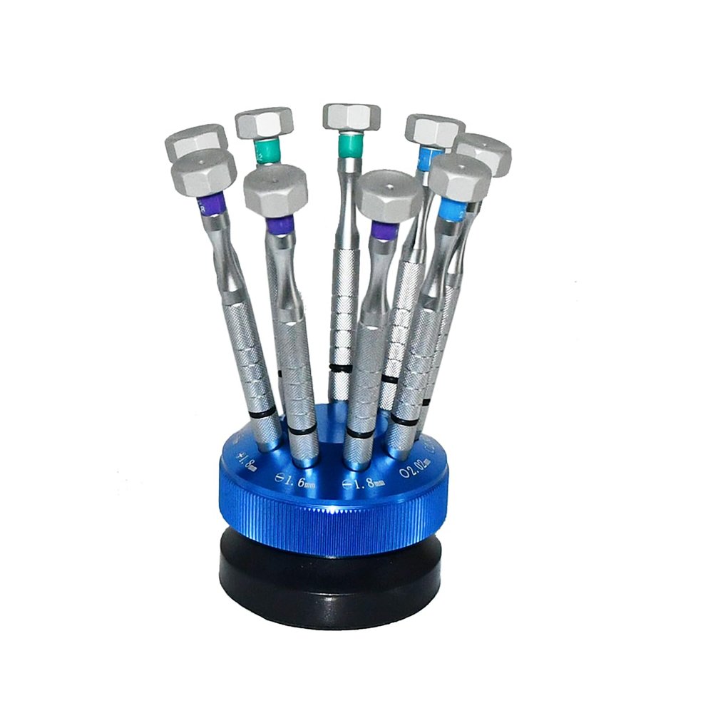 Screwdriver Set Premium Stainless Steel Tool Set Knurled Grip, 9 Configurations, 360Rotating Cap