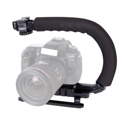 Super Grip Video Stabilizing Handle with Hot Shoe Mount for DSLR Camera Camcorder, Portable U Grip Handheld Stabilizer