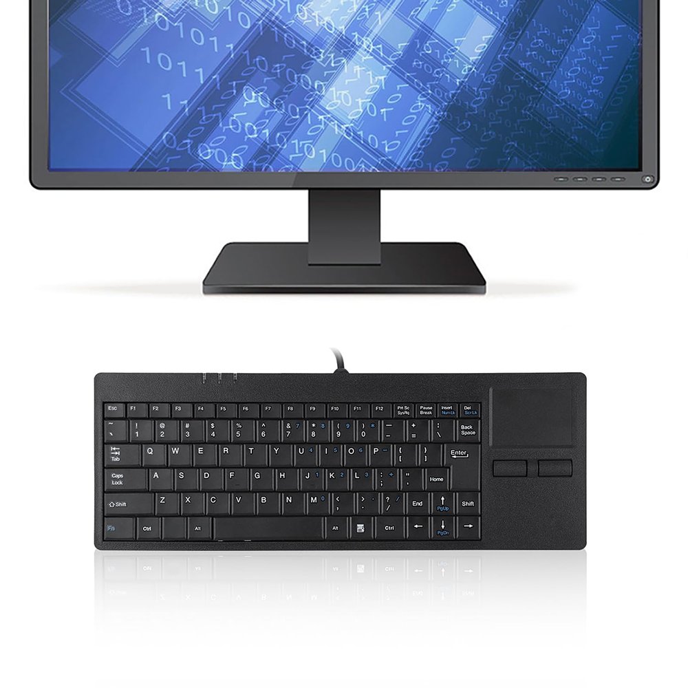 EIMSOAH Wired USB Touchpad Keyboard, 86 Key, Ultra Thin, Built-in Touchpad Hub Port, Ergonomic, Black, for Desktop Laptop PC Tablet