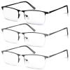 WEIMELTOY 3 Pack Blue Light Blocking Reading Glasses for Men, Stylish Half Frame Metal Computer Readers, Lightweight Spring Hinge Eyeglasses Anti Eyestrain/Glare/UV (2PCS Gray+1PCS Black,+2.25) view 1