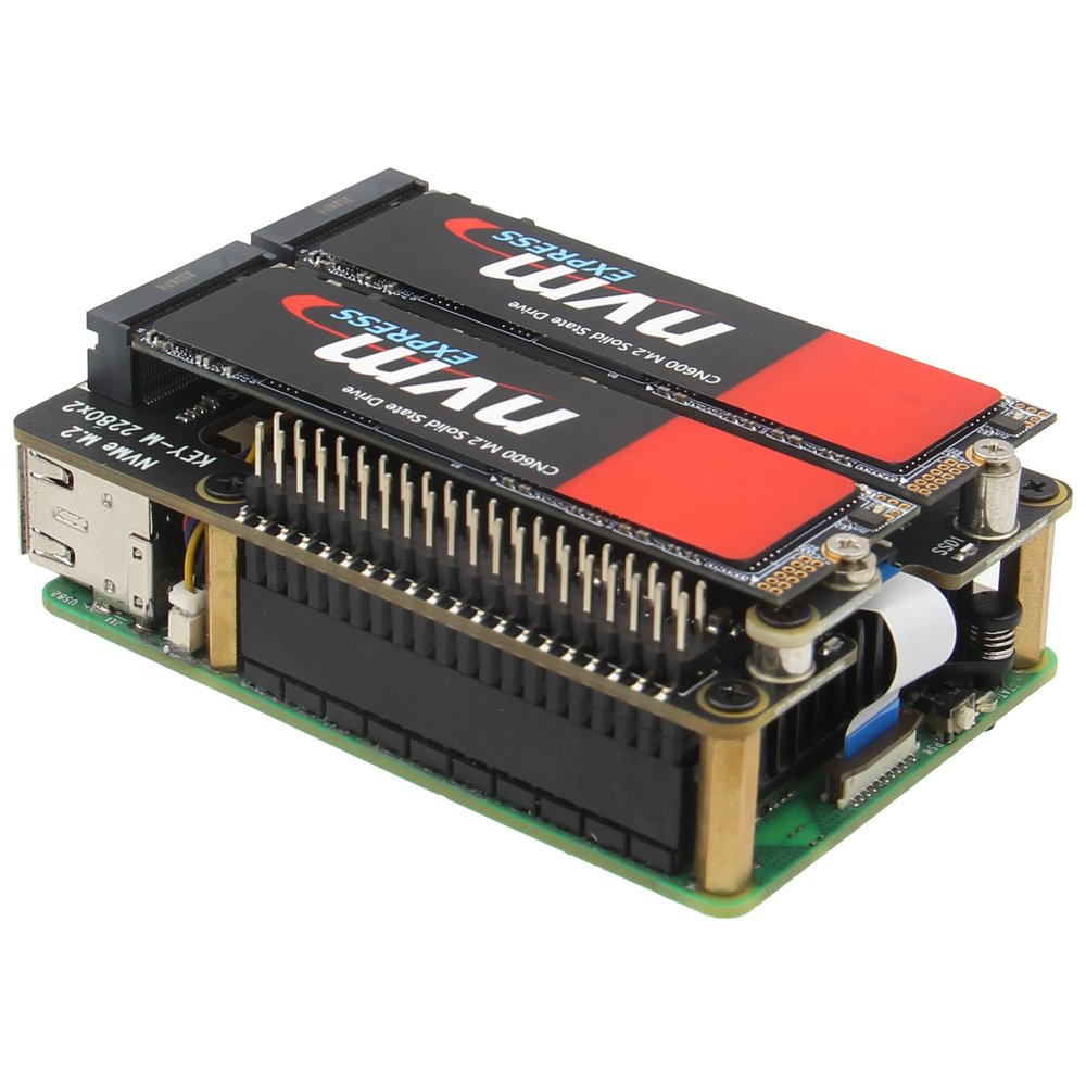 Geekworm X1004 PCIe to Dual M.2 HAT NVMe 2280 SSD PCIe Peripheral Board for Raspberry Pi 5 16GB/8GB/4GB/2GB