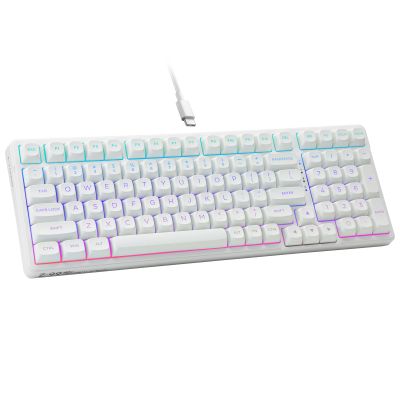 E-Yooso Creamy Mechanical Keyboard Wired, Hot Swappable, Pre-lubed Linear Switches, Gasket Structure with Sound Dampening Foam, RGB Backlit, 99 Keys Custom Gaming Keyboard for PC/Mac,White