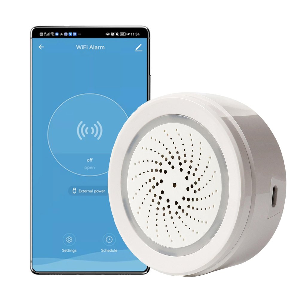 Smart Wi-Fi Siren Alarm: Wireless Strobe Siren with Sound and Light Alarm, 100dB Sounder, App Remote Control, Burglar Alarm Links with Tuya Smart Devices for Home Security & Home Automation