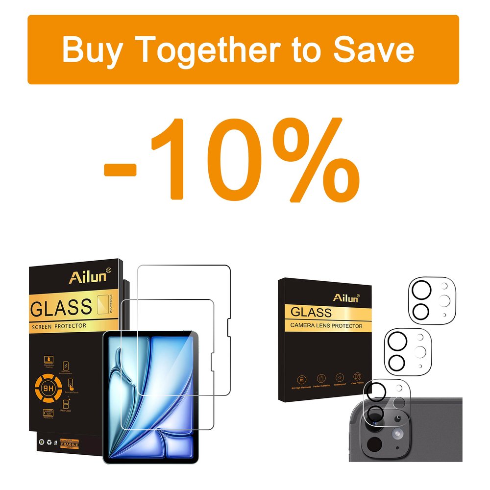 Ailun for iPad Air 6 Generation [11 Inch], iPad Pro 11 Inch 2024 Screen Protector[2 Pack] and Camera Lens Protector for iPad Pro 11 Inch 2024and iPad Pro 13 Inch 2024