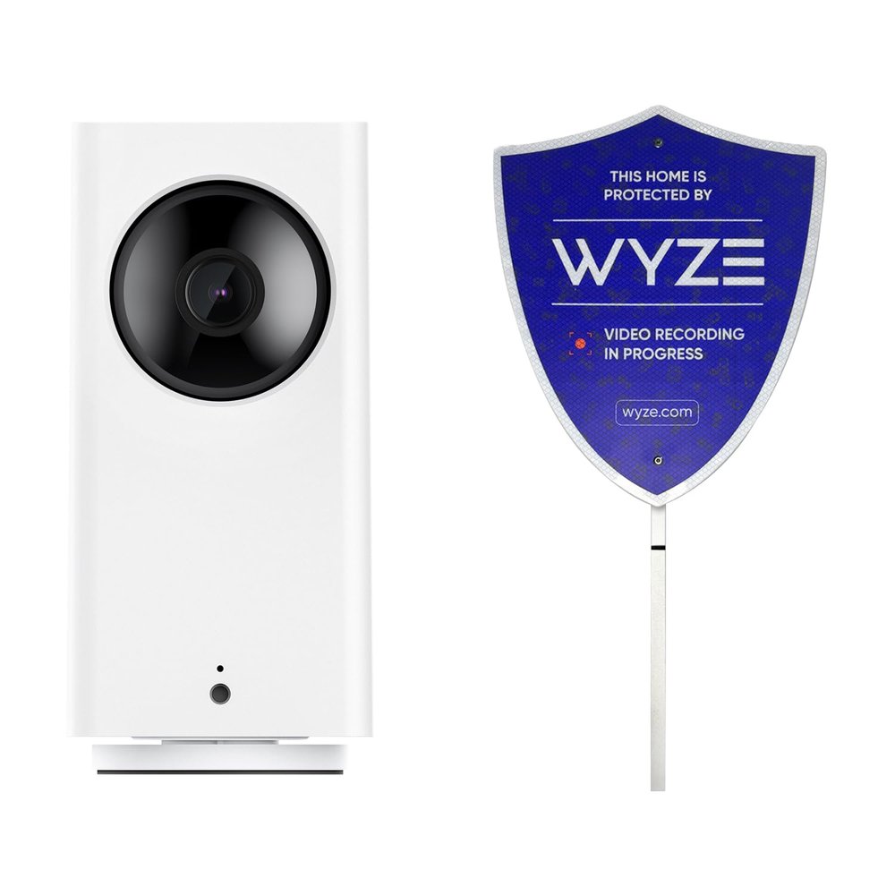 Cam Pan v2 1080p Pan/Tilt/Zoom Indoor with Color Night Vision and Reflective Security Yard Sign for Video Surveillance