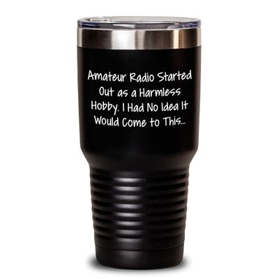 DirectNine Basics Amateur Radio Tumbler Gifts for Father's Day. Sarcastic Radio Ham Gifts for Dad Who Enjoys Hamming It Up, DXing and Contesting, 30oz, Black