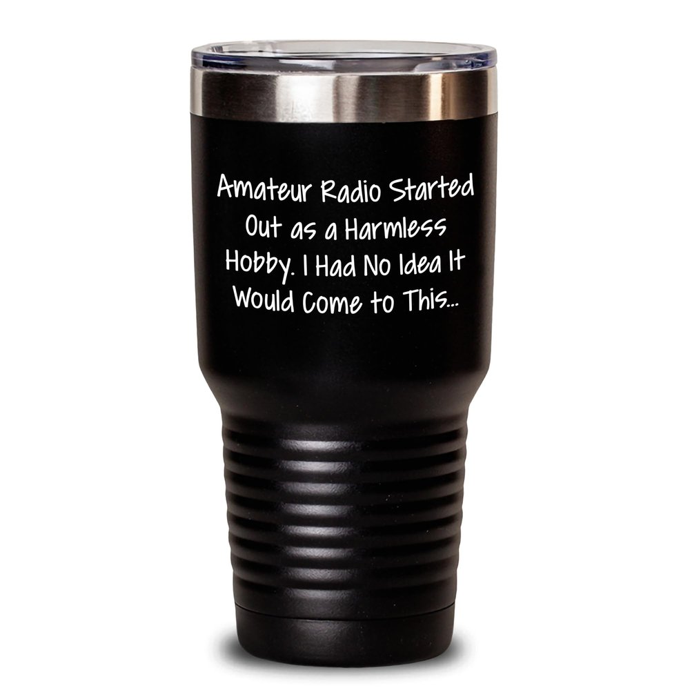 DirectNine Basics Amateur Radio Tumbler Gifts for Father's Day. Sarcastic Radio Ham Gifts for Dad Who Enjoys Hamming It Up, DXing and Contesting, 30oz, Black