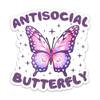 (3PCs) Antisocial Butterfly 3" Sticker, Introvert Mental Health Decals Vinyl Waterproof Stickers for Kindle Laptop Water Bottle Phone Case, Reading Stickers (3 Inches) view 1
