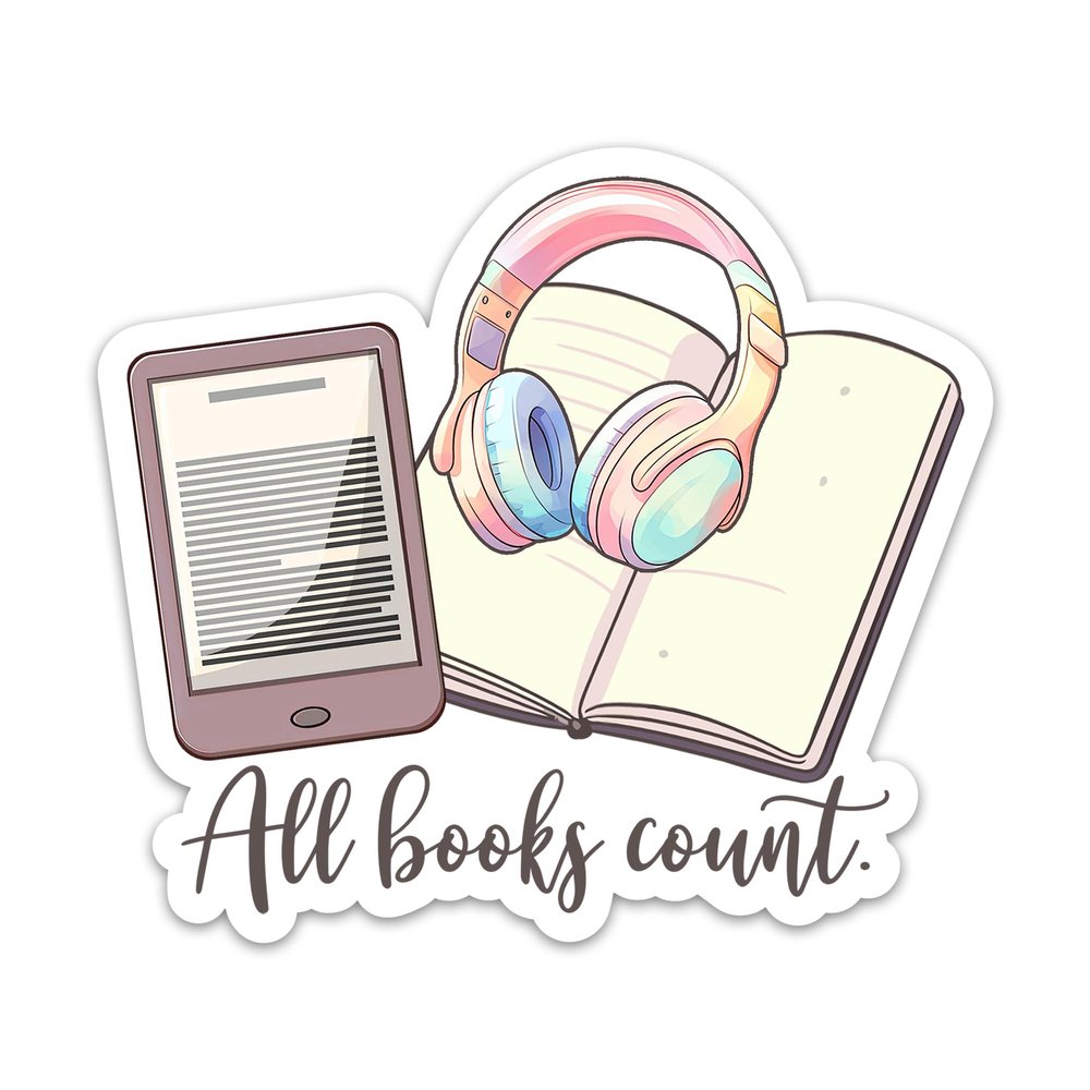 3PCs All Books Count Sticker Bookish Reader Sticker for Book Lovers Reading Waterproof Vinyl Stickers for Kindle Water Bottle Laptop Booktok Girly Decals for Audiobook eReader Paper Book Fans 3"x2.7"