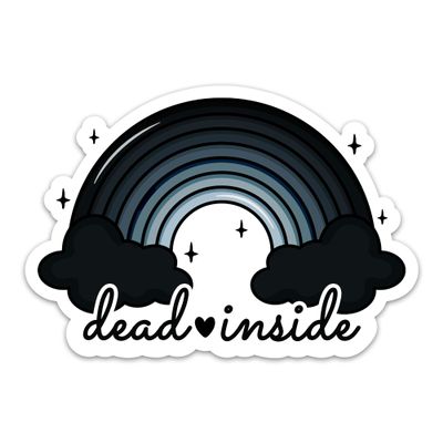 (3PCs) Dead Inside Funny Quotes Sticker, Cute Rainbow Goth Style Stickers for Adults Teen Kids Waterproof Vinyl Stickers for Water Bottle Laptop Phone Case Kindle (3 Inches)
