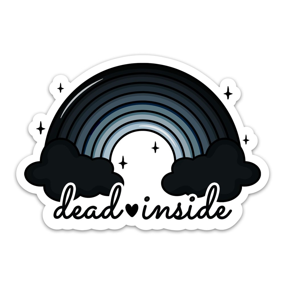 (3PCs) Dead Inside Funny Quotes Sticker, Cute Rainbow Goth Style Stickers for Adults Teen Kids Waterproof Vinyl Stickers for Water Bottle Laptop Phone Case Kindle (3 Inches)