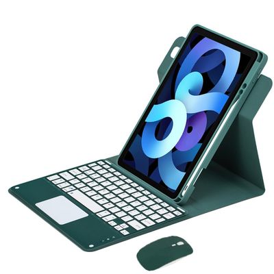 Case with Keyboard and Mouse for iPad Pro 11(4th/3rd/2nd/1st Gen) 360 Rotating Keyboard Case for iPad Air 5th/4th Gen,Smart Touchpad,Folio Stand Cover with Pencil Holder,English keyboard (green)