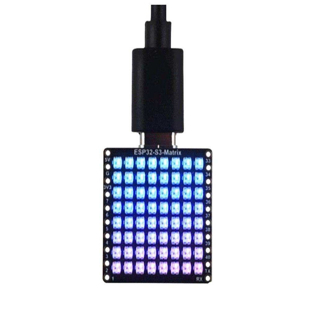 ESP32-S3 Development Board Onboard 88 RGB LED Matrix and QMI8658C Attitude Sensor, Supports W-F-i and Blue-Too-th LE,17  Multi-Function GPIO Pins, Designed for AIoT Applications