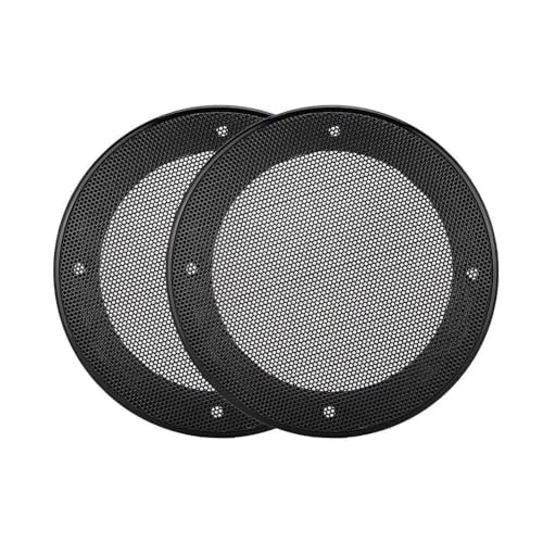 Beufee 2PCS 4 Inch Speaker Grills, Round Speaker Grills Cover Speaker Grille Replacement with Mounting Screws for DIY Speaker and Car Speaker(Black+Black)
