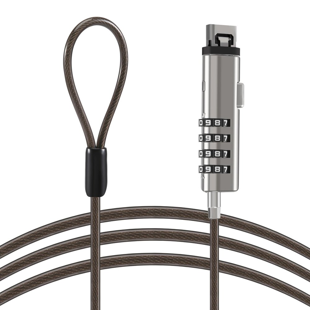 Kqcibz 4 Digital Universal Lock USB Laptop Security Cable Lock for Computer, Silver, 407815