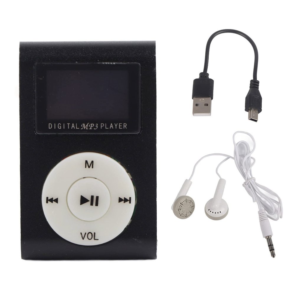 2Pcs Mini MP3 Player, Digital Music Player MP3 Music Player Portable MP3 Player Mini Portable MP3 Player with BackClip LCD Screen (Black)