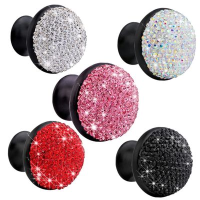 AthuAh Crystal Door knobs, 4pcs Knobs Diamond Knob Crystal Pull Knob Shining Alloy Door Knobs Brass Dressing Table Furniture (Color : Assorted Color, Size : 3.5X3.5CM)