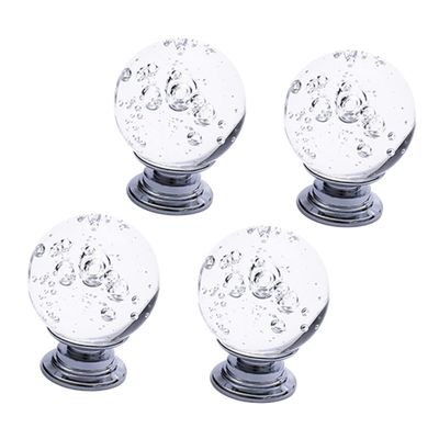 AthuAh Crystal Door knobs, 4pcs Bubble Crystal Retro Dresser Kitchen Knobs Round Vanity Tray Dresser Knob Crystal Crystal Door Cabinet Pull Door Knobs (Color : Silver)
